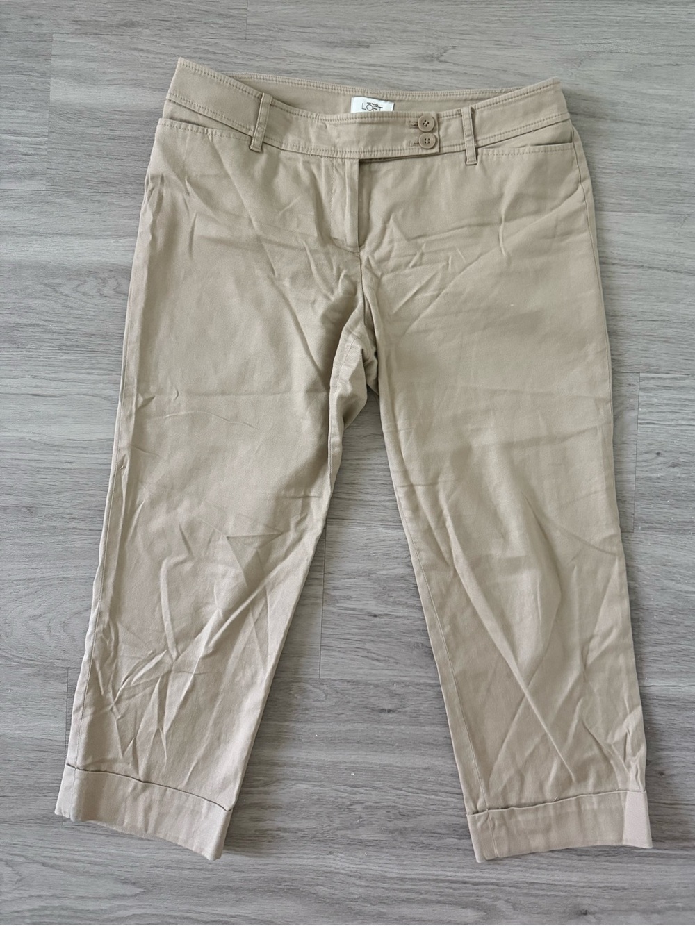 LOFT Marisa Women's Tan Crop Pants, Size 10